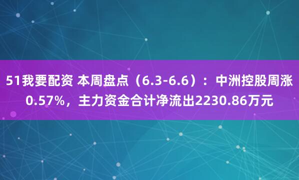 51我要配资 本周盘点（6.3-6.6）：中洲控股周涨0.57%，主力资金合计净流出2230.86万元